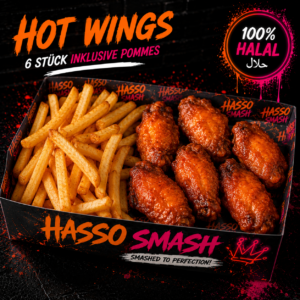 Hot Wings inklusive Pommes